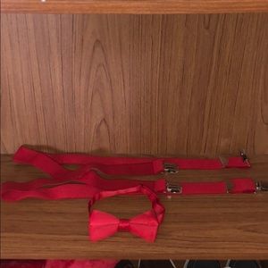 Red Bow Tie/Suspenders Pair
